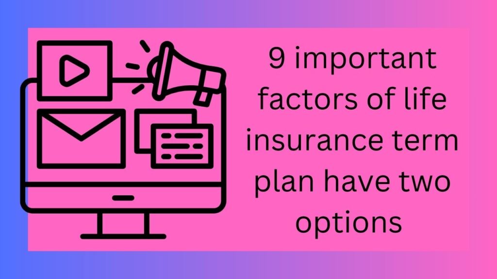 9 important factors of life insurance term plan have two options